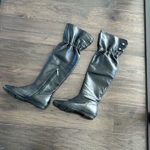 CALVIN KLEIN BLACK OVER THE KNEE LEATHER BOOTS